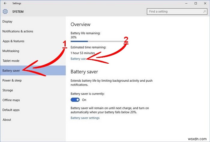 Windows 10에서 앱의 배터리 사용량 알아보기