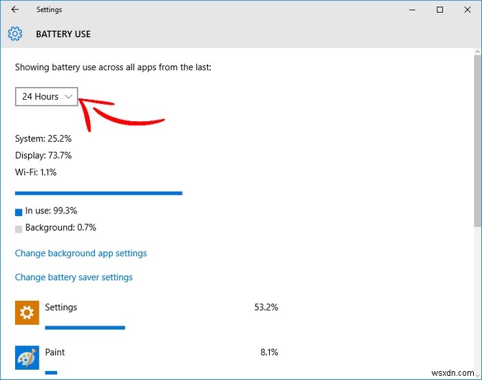 Windows 10에서 앱의 배터리 사용량 알아보기