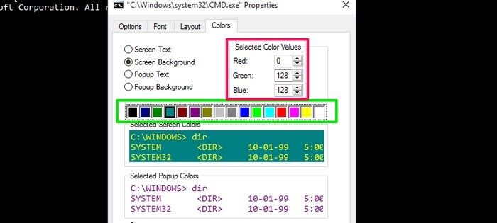 Windows 10 명령 프롬프트의 모양 사용자 지정