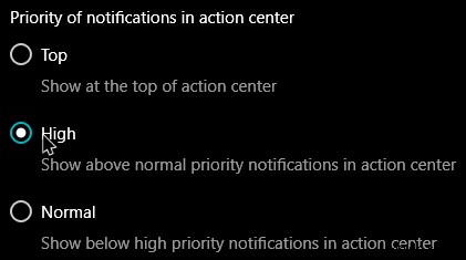 Windows 10 관리 센터에서 앱에 대한 알림 우선 순위를 설정하는 방법