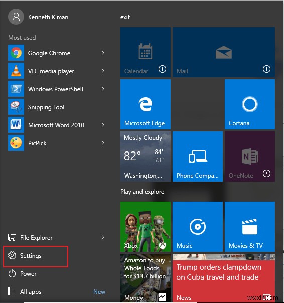 Windows 10에서 시작 메뉴의 투명도를 높이는 방법