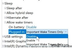 Windows 10에서 Wake Timer를 완전히 비활성화하는 방법