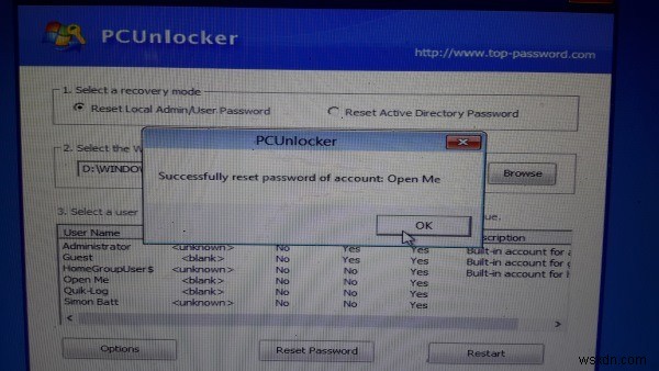 PCUnlocker를 사용하여 Windows 10 및 이전 버전에서 비밀번호를 재설정하는 방법
