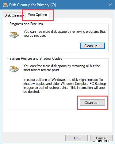 Windows에서 이전 시스템 복원 지점을 삭제하는 방법