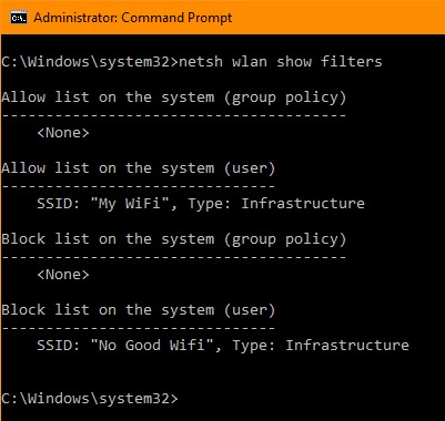 Windows 10에서 WiFi 네트워크를 차단하거나 허용하는 방법