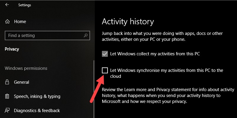 Windows 10에서 타임라인 활동을 지우는 방법