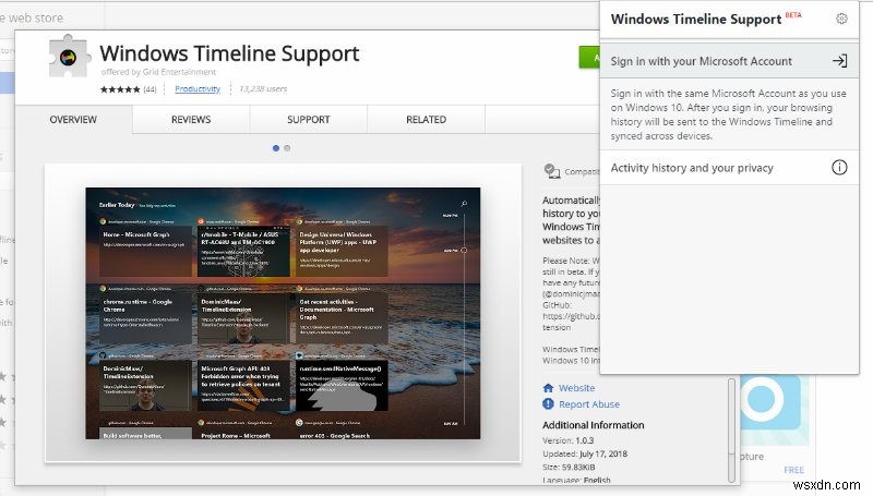 FireFox 및 Chrome에서 Windows 10 타임라인이 작동하도록 하는 방법