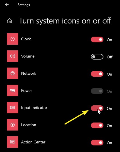 Windows 10에서 입력 표시기 및 입력 도구 모음을 표시하거나 숨기는 방법