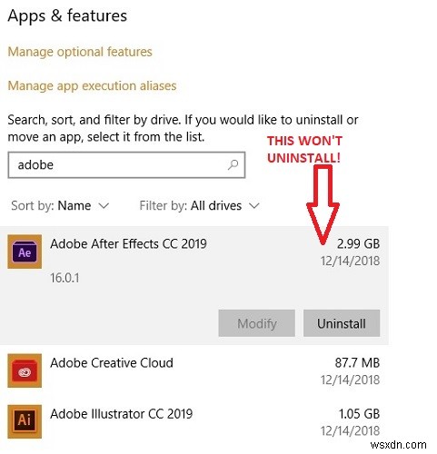 Windows 10 PC에서 Adobe Creative Cloud 제품을 제거하는 방법
