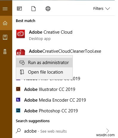 Windows 10 PC에서 Adobe Creative Cloud 제품을 제거하는 방법