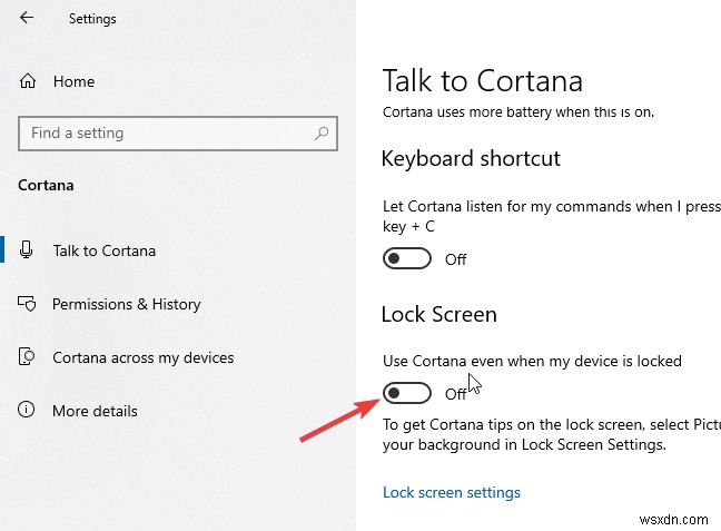 Windows 10의 잠금 화면에서 Cortana를 비활성화하는 방법