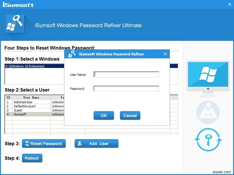 iSumsoft Windows Password Refixer를 사용하면 Windows 암호를 분실해도 문제가 되지 않습니다.