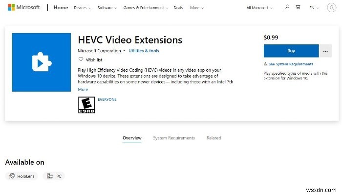 Windows 10에서 무료로 HEVC 비디오 파일을 재생하는 방법