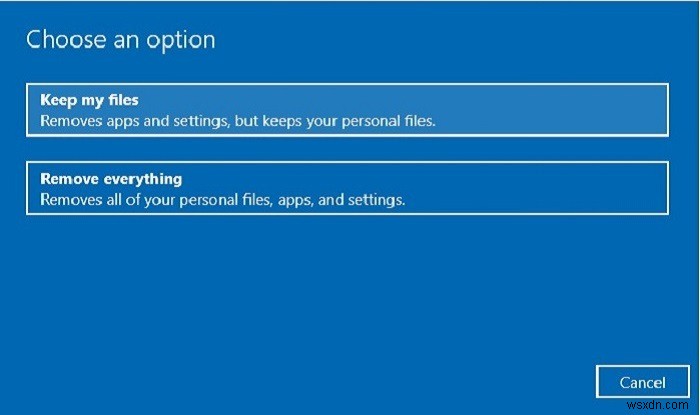 Windows 10 공장 초기화 클라우드 옵션 사용