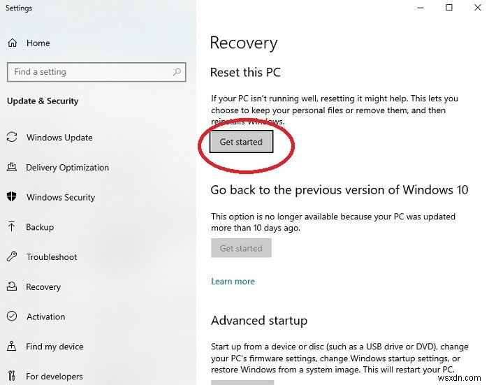 Windows 10 공장 초기화 클라우드 옵션 사용