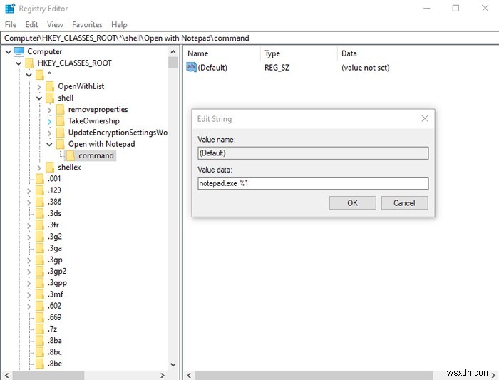 Windows 10의 컨텍스트 메뉴에  메모장으로 열기 를 추가하는 방법