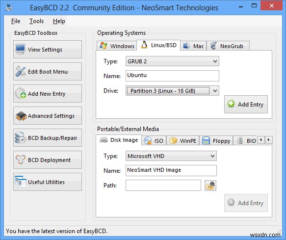 EasyBCD로 Windows의 부팅 메뉴를 구성하는 방법
