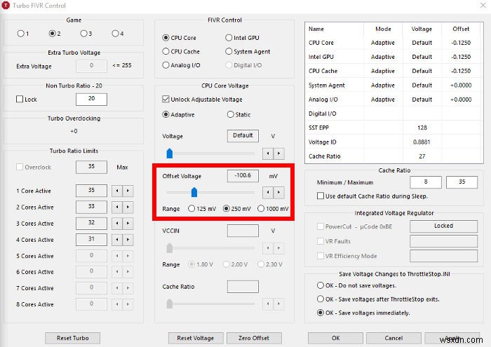 Windows에서 Throttlestop을 사용하여 CPU를 언더볼팅하는 방법