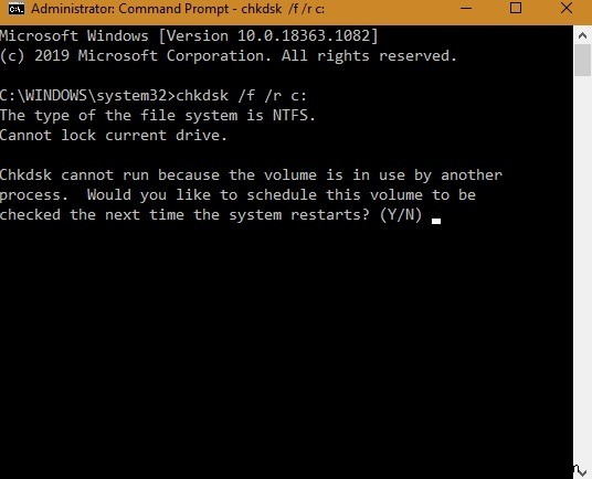 Windows 10에서 예약된 Chkdsk 작업을 취소하는 방법