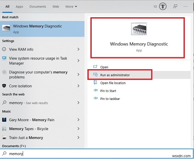 Windows 메모리 진단 도구를 사용하여 메모리 문제를 찾는 방법