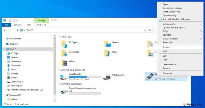 Windows 10에서 USB 드라이브를 포맷하는 방법