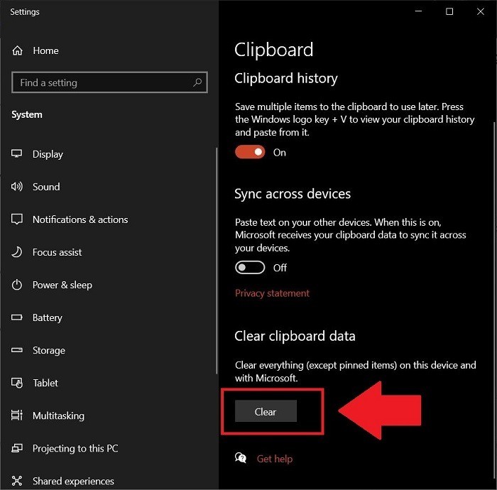 Windows 10에서 클립보드 기록을 지우는 방법