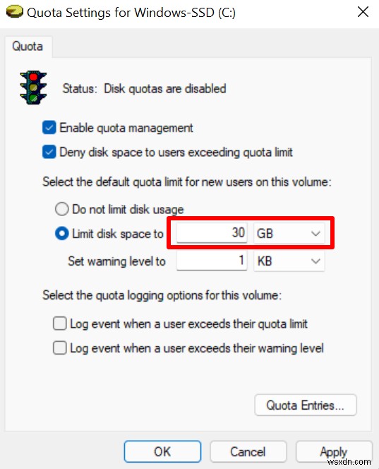 Windows 11에서 사용자의 디스크 할당량을 설정하는 방법