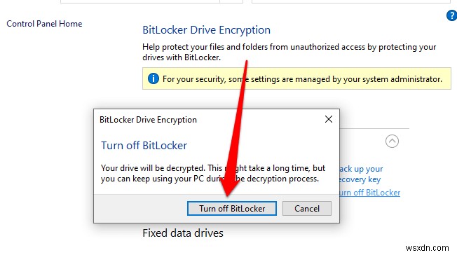 Windows 10에서 Bitlocker를 끄거나 비활성화하는 방법