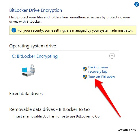 Windows 10에서 Bitlocker를 끄거나 비활성화하는 방법