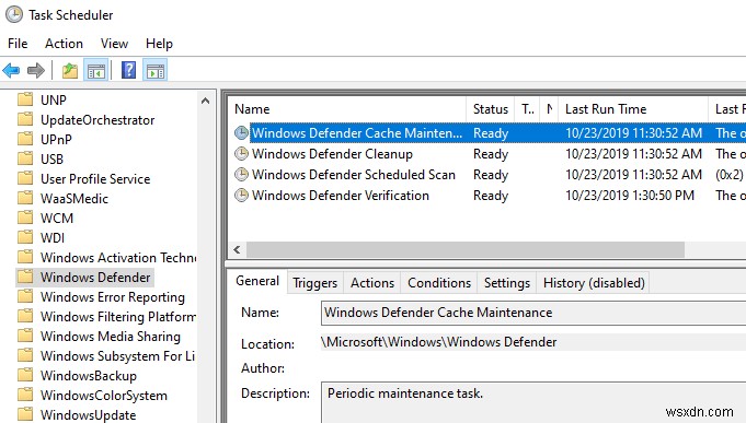 Windows Defender 바이러스 백신에 대한 자체 검사 일정을 설정하는 방법