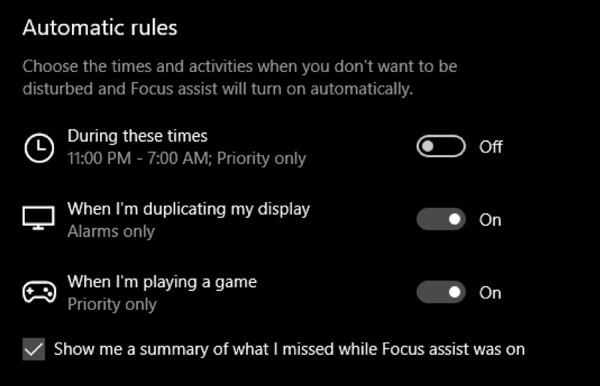 Focus Assist를 사용하여 Windows 10에서 알림 제어