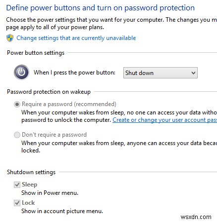 Windows 8/10 전원 옵션에서 빠른 시작 누락을 켜시겠습니까? 