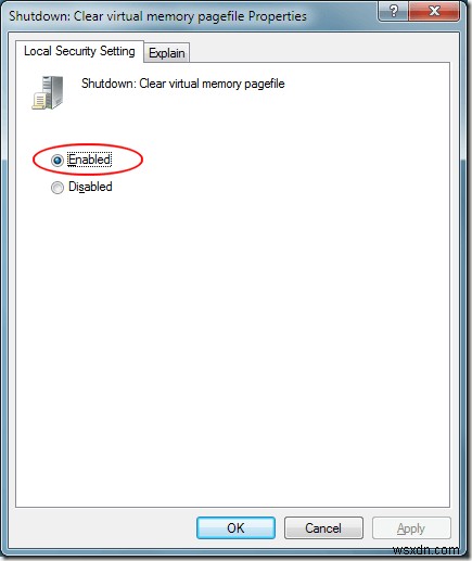 Windows 7이 종료 시 가상 메모리 페이지 파일을 지우도록 강제 실행 