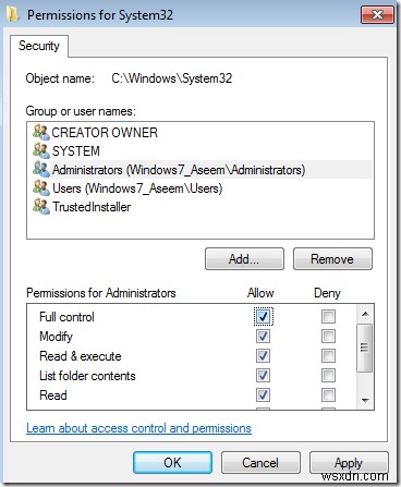 Windows 7/8/10 – TrustedInstaller로 보호되는 파일을 삭제하는 방법 