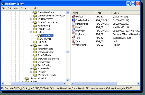 Windows에서 누락되거나 손상된 숨겨진 파일 및 폴더 옵션 수정 