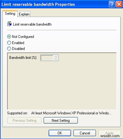 Windows에서 예약 가능한 대역폭 제한을 변경하는 방법 