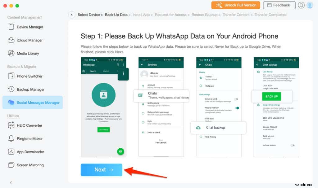 WhatsApp 데이터를 Android에서 iPhone으로 전송하는 방법