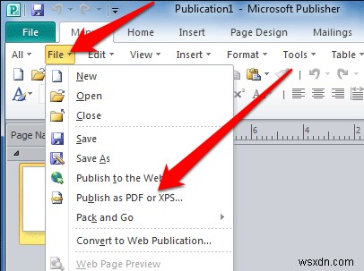 Microsoft Publisher 파일을 PDF로 변환하는 방법