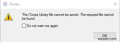 Windows 10에서  iTunes 라이브러리 파일을 저장할 수 없음 을 수정하는 방법
