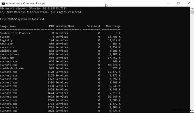 Windows에서 실행 중인 프로세스 목록을 텍스트 파일에 저장