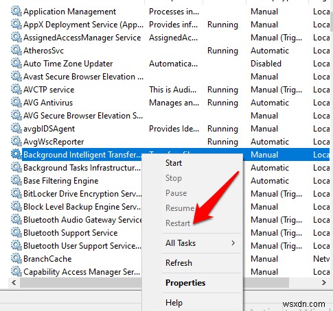 Background Intelligent Transfer Service가 시작되지 않는 오류 수정