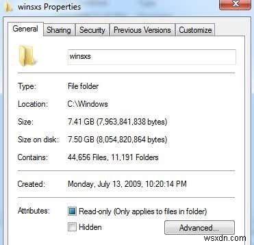 Windows 7/8/10에서 WinSxS 폴더 정리 