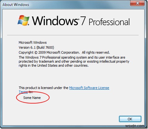 Windows 7/8/10에서 등록된 소유자 이름 변경 