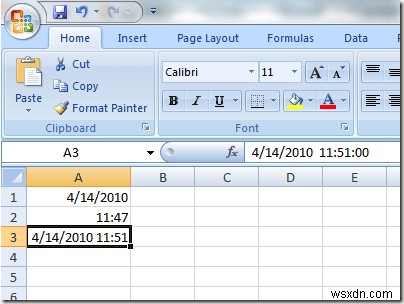 Excel 워크시트에 날짜 및 시간 스탬프를 빠르게 추가 