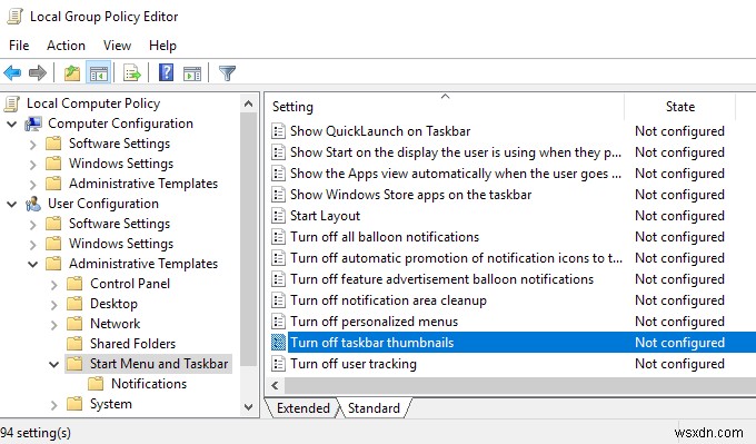 Windows 7/8/10에서 작업 표시줄 축소판 미리 보기 끄기 