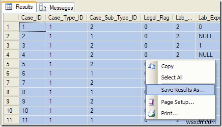 열 머리글이 있는 Excel로 SQL 데이터 내보내기 