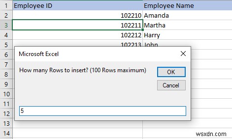 Excel에서 여러 행을 빠르게 삽입하는 방법