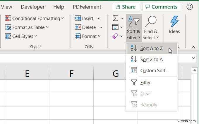 Excel에서 알파벳순으로 지정하는 방법