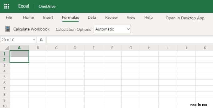 Microsoft Excel Online과 데스크톱용 Excel의 차이점