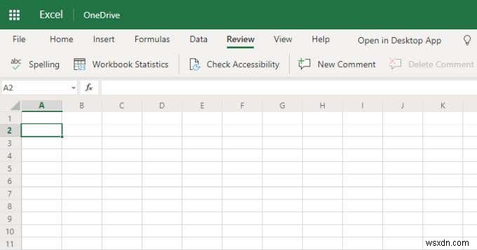 Microsoft Excel Online과 데스크톱용 Excel의 차이점